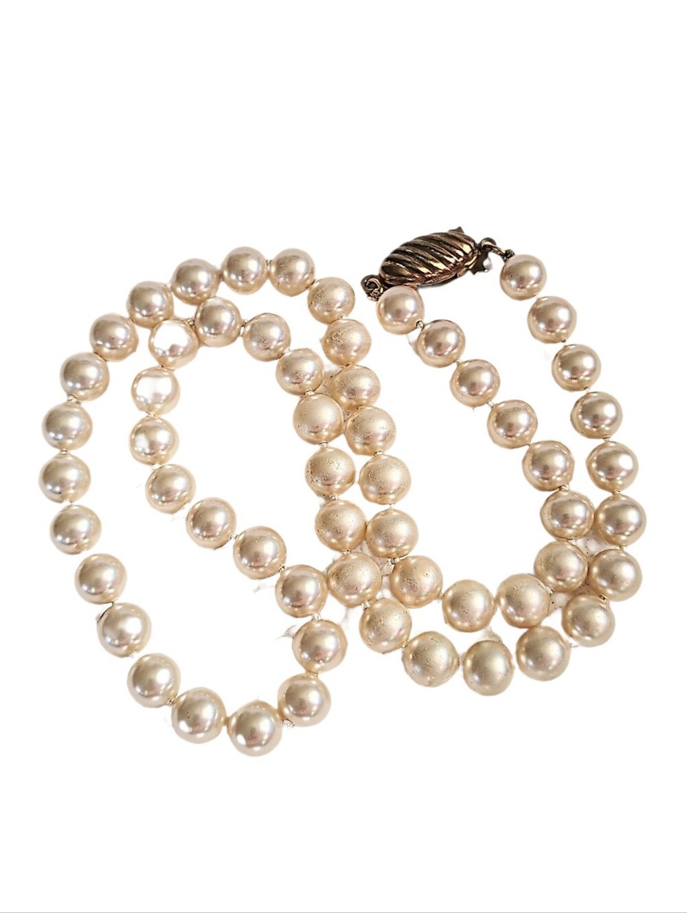 🆕 Vintage 18" Creamy White Faux Glass Pearl Bead Bridal Princess Necklace